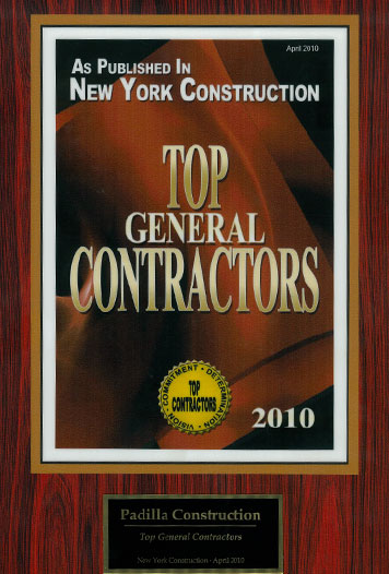 Padilla Construction's Top General Contractors 2010 Award